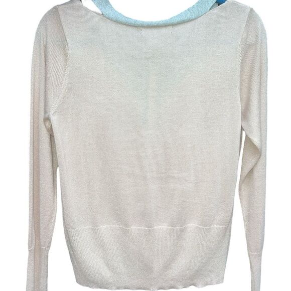 NWT Joseph Cream V-Neck Sweater Lightweight Knit sprinkle glitter M - Picture 3 of 9